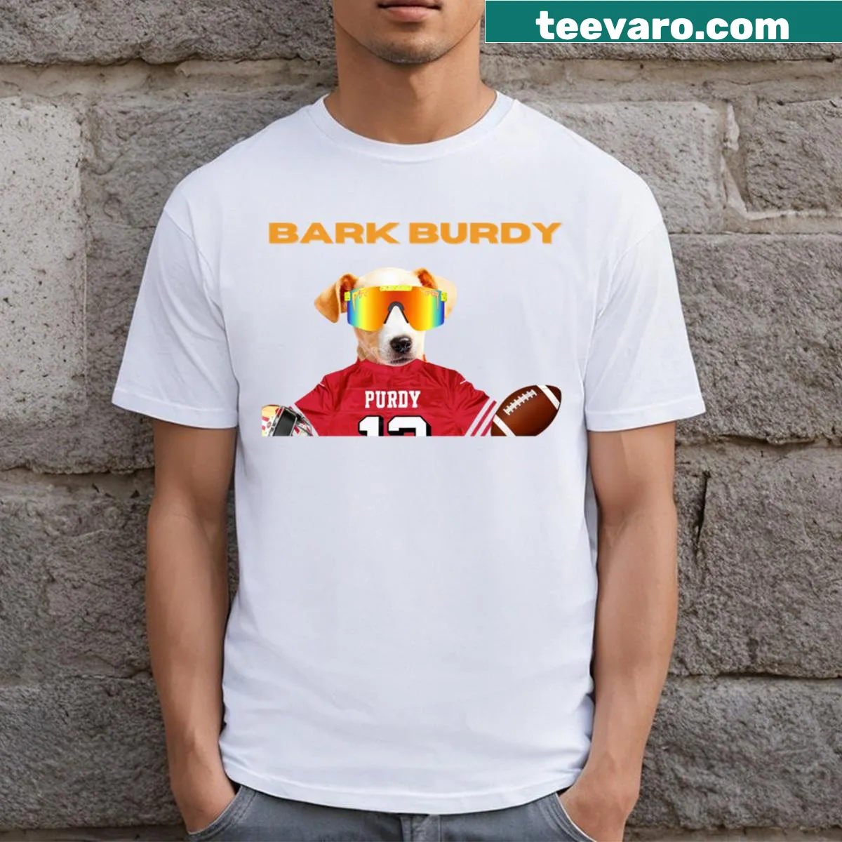 Playful dog-themed T-shirt with fun graphics about dogs. — on a men's t-shirt