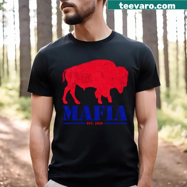 Vintage-style 'Bills Mafia' graphic on t-shirt