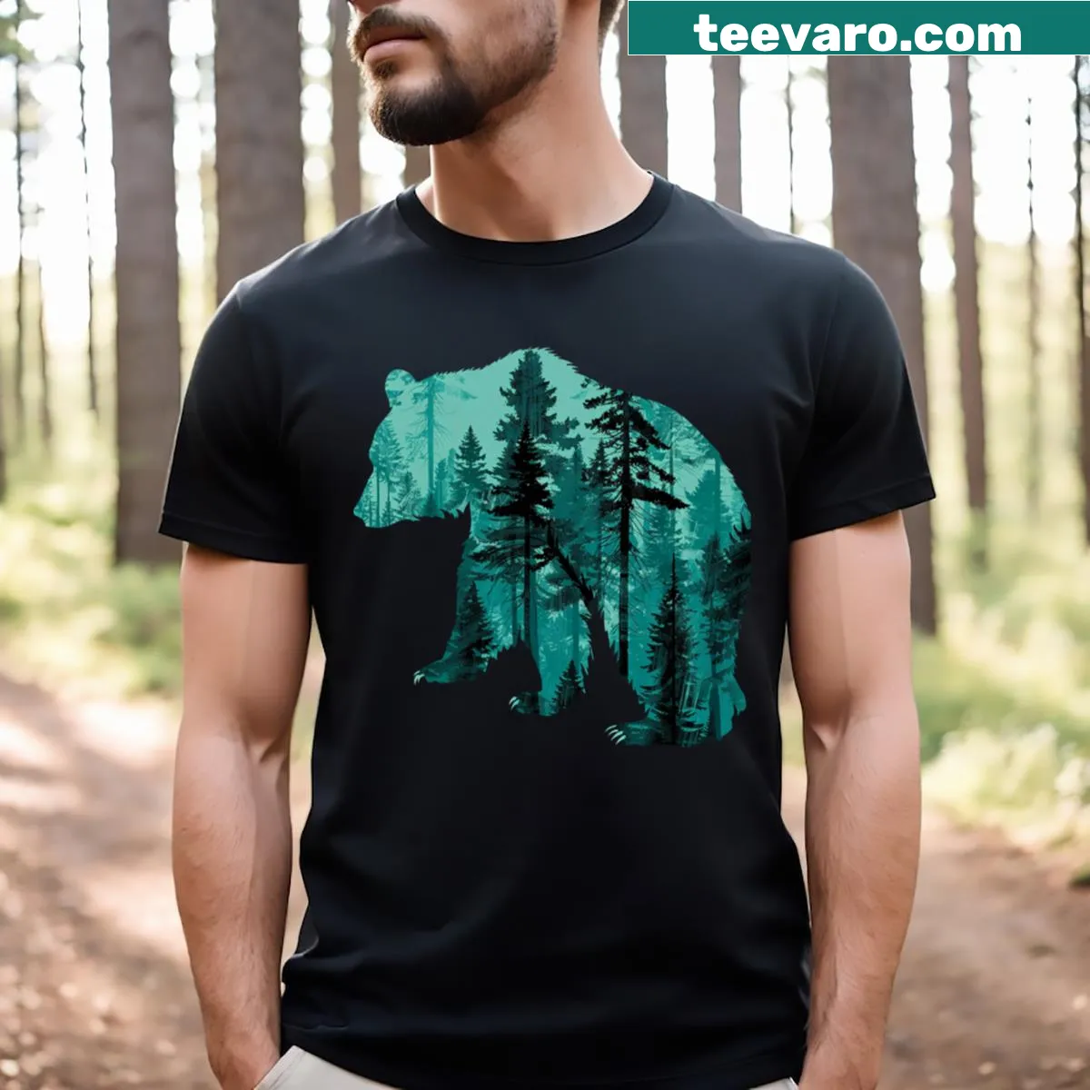 Illustration of a chic grizzly bear on a t-shirt — on a men's t-shirt
