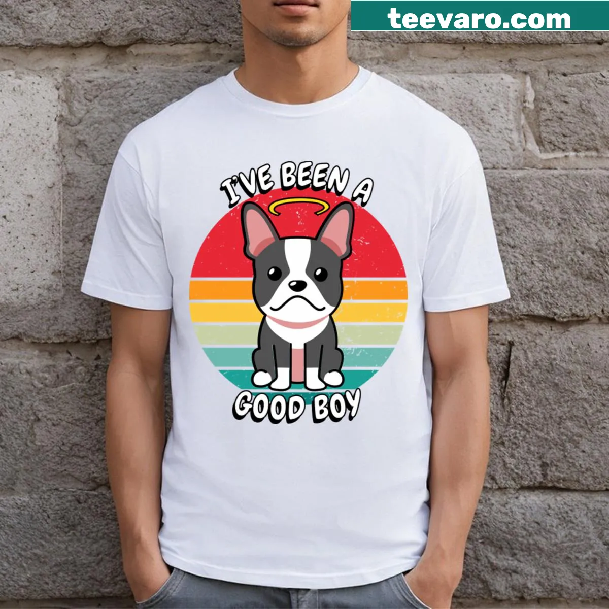 Illustration of a cute French Bulldog on T-shirt — on a men's t-shirt