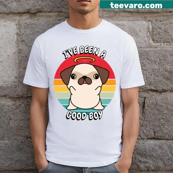 T-shirt featuring a cute pug illustration with text