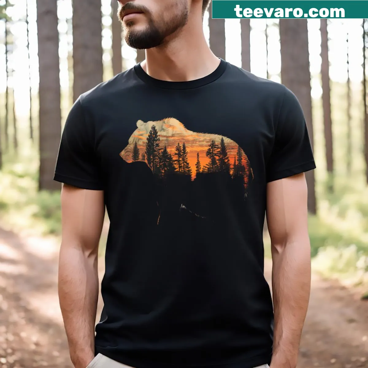 Edgy grizzly bear graphic t-shirt — on a men's t-shirt