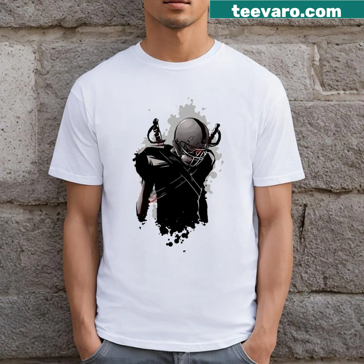 T-shirt featuring bold typography with the word 'Fighters' — on a men's t-shirt