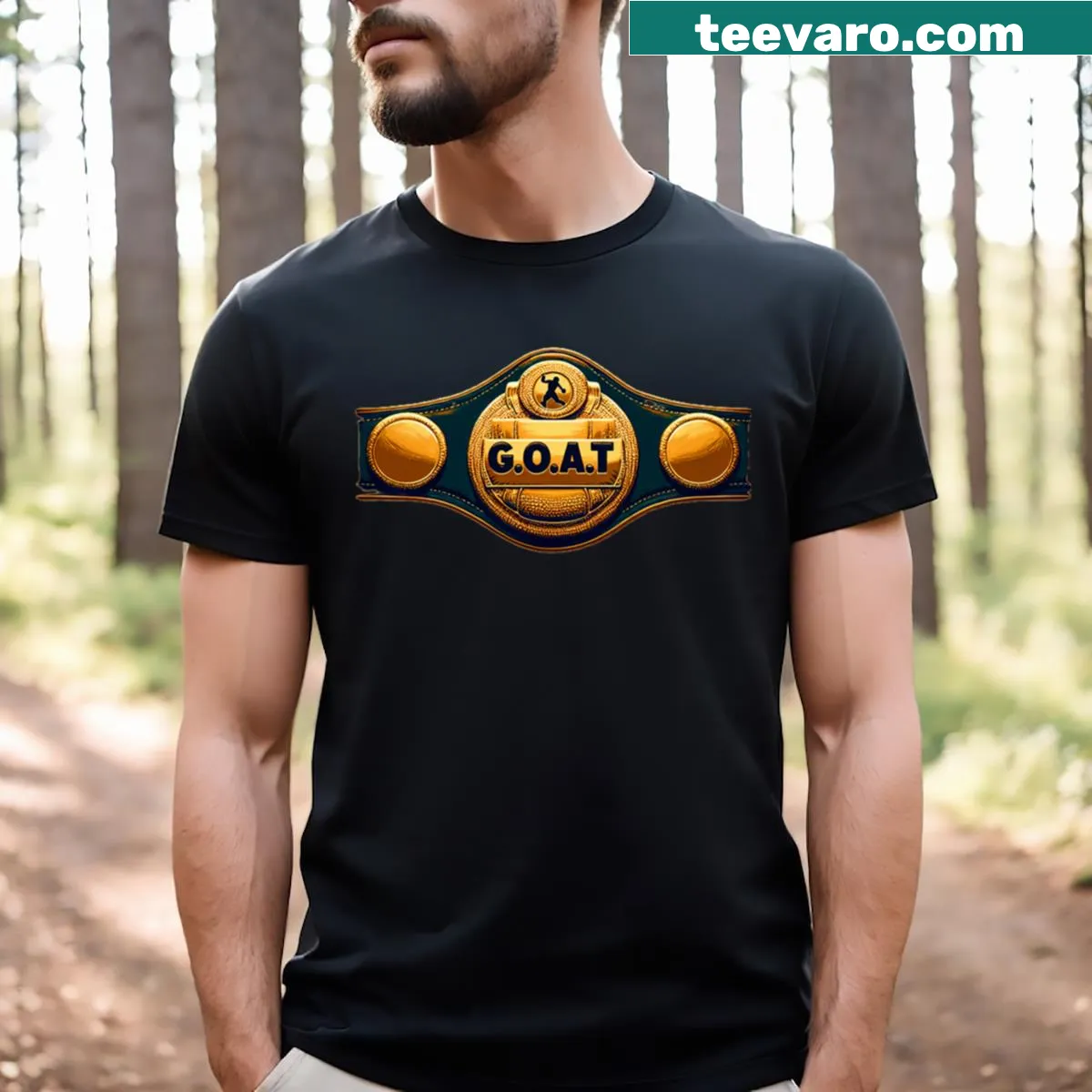 Gold boxing champion belt design for sports fans. — on a men's t-shirt