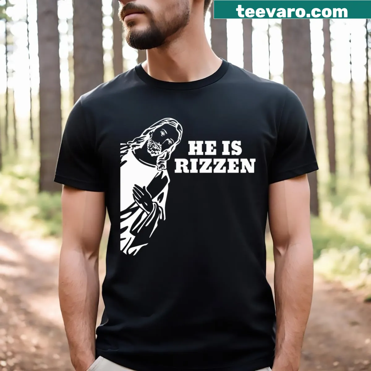 Funny Jesus meme T-shirt for Christian faith — on a men's t-shirt