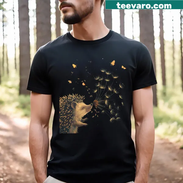 Hedgehogs tackling problems illustration on a T-shirt.