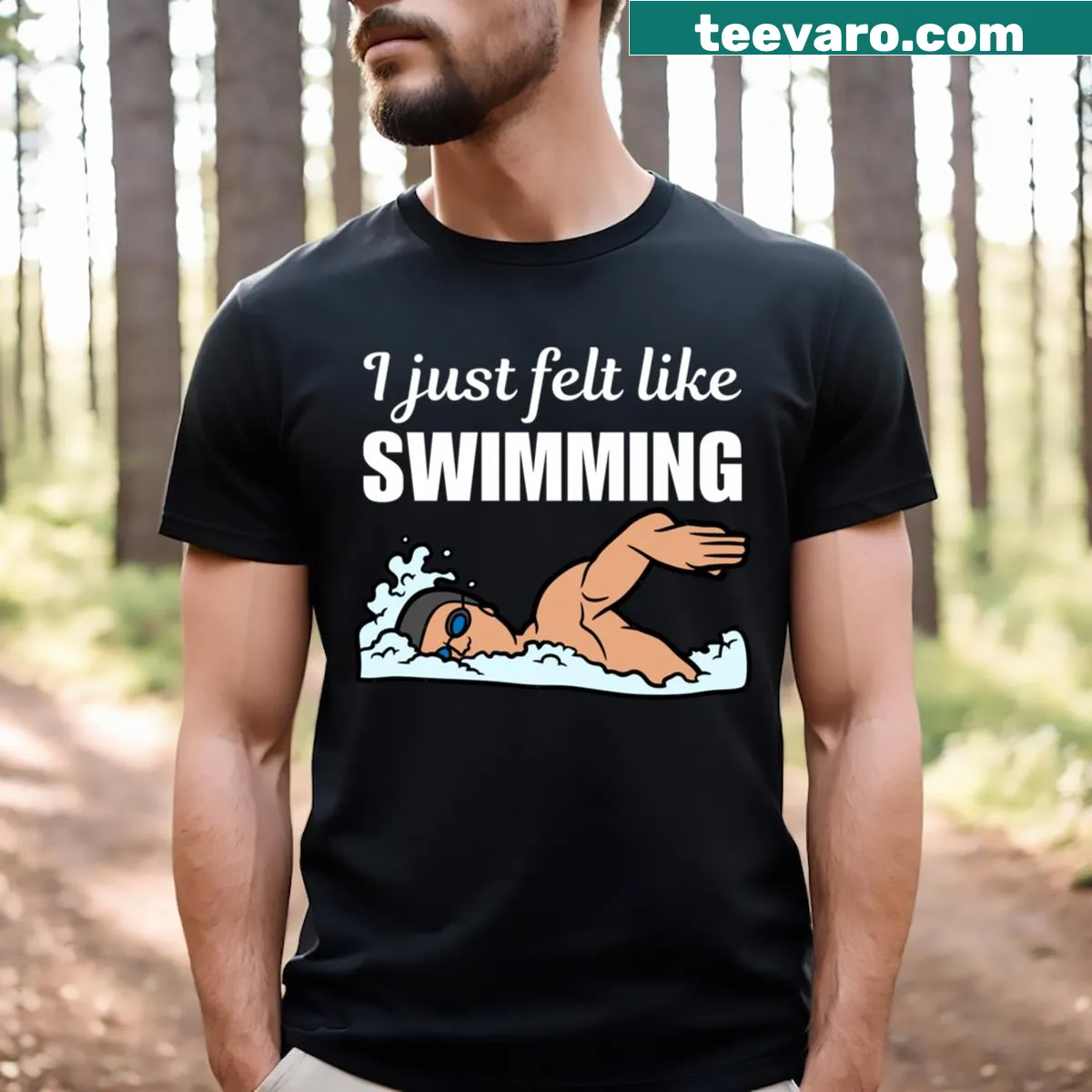 Funny swimming quote T-shirt for swimming enthusiasts — on a men's t-shirt