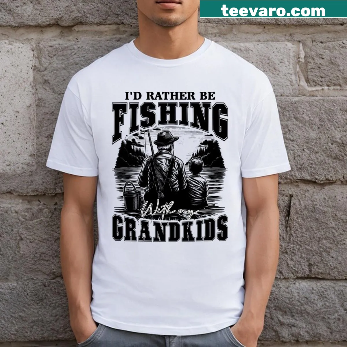 Sentimental T-shirt for grandfathers who love fishing with grandkids — on a men's t-shirt