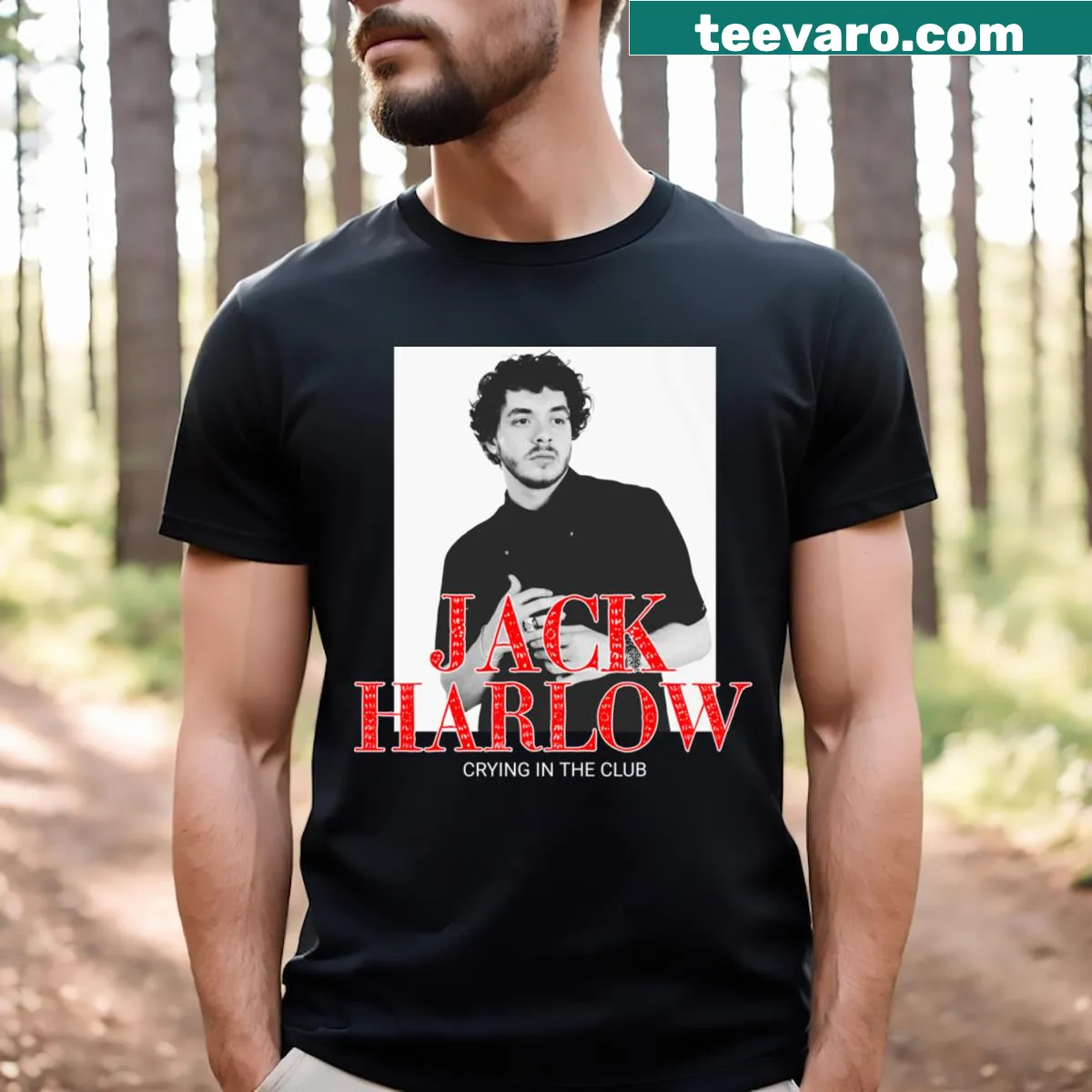 Stylish T-shirt featuring the name Jack Harlow for music fans. — on a men's t-shirt