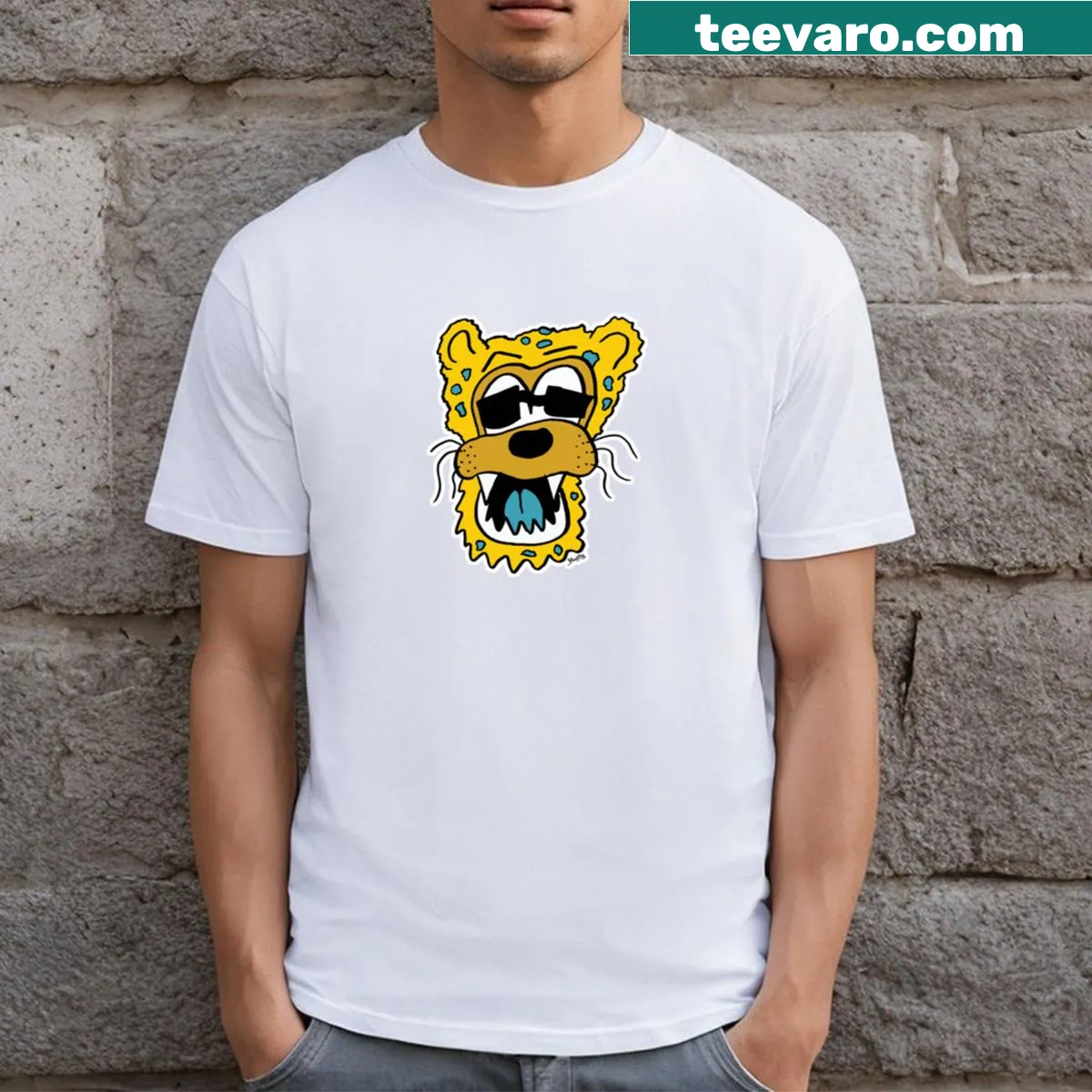 Classic Jaguar logo graphic t-shirt — on a men's t-shirt