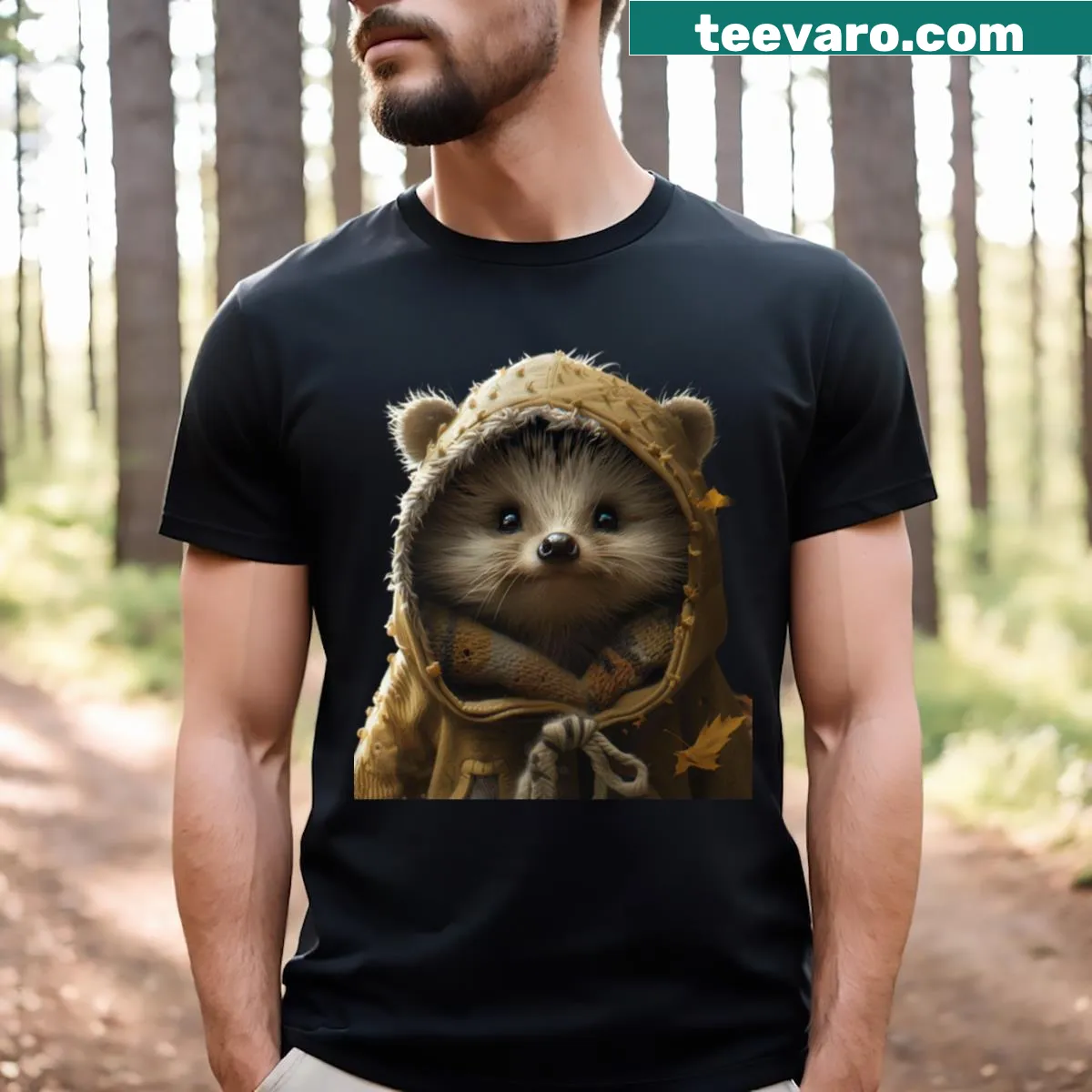 Illustrated hedgehog with the phrase 'Keep Calm And Hedgehog On' — on a men's t-shirt