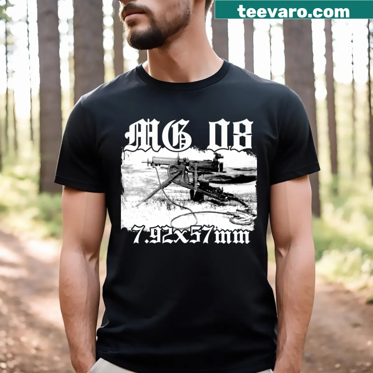 Minimalist Mg 8 t-shirt with clean typography design — on a men's t-shirt