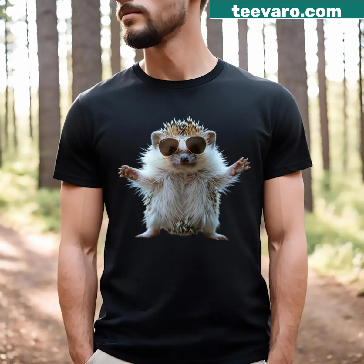Adorable hedgehog graphic representing therapy — on a men's t-shirt