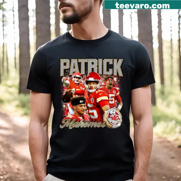 Patrick Mahomes Collage T-shirt featuring a dynamic arrangement of images