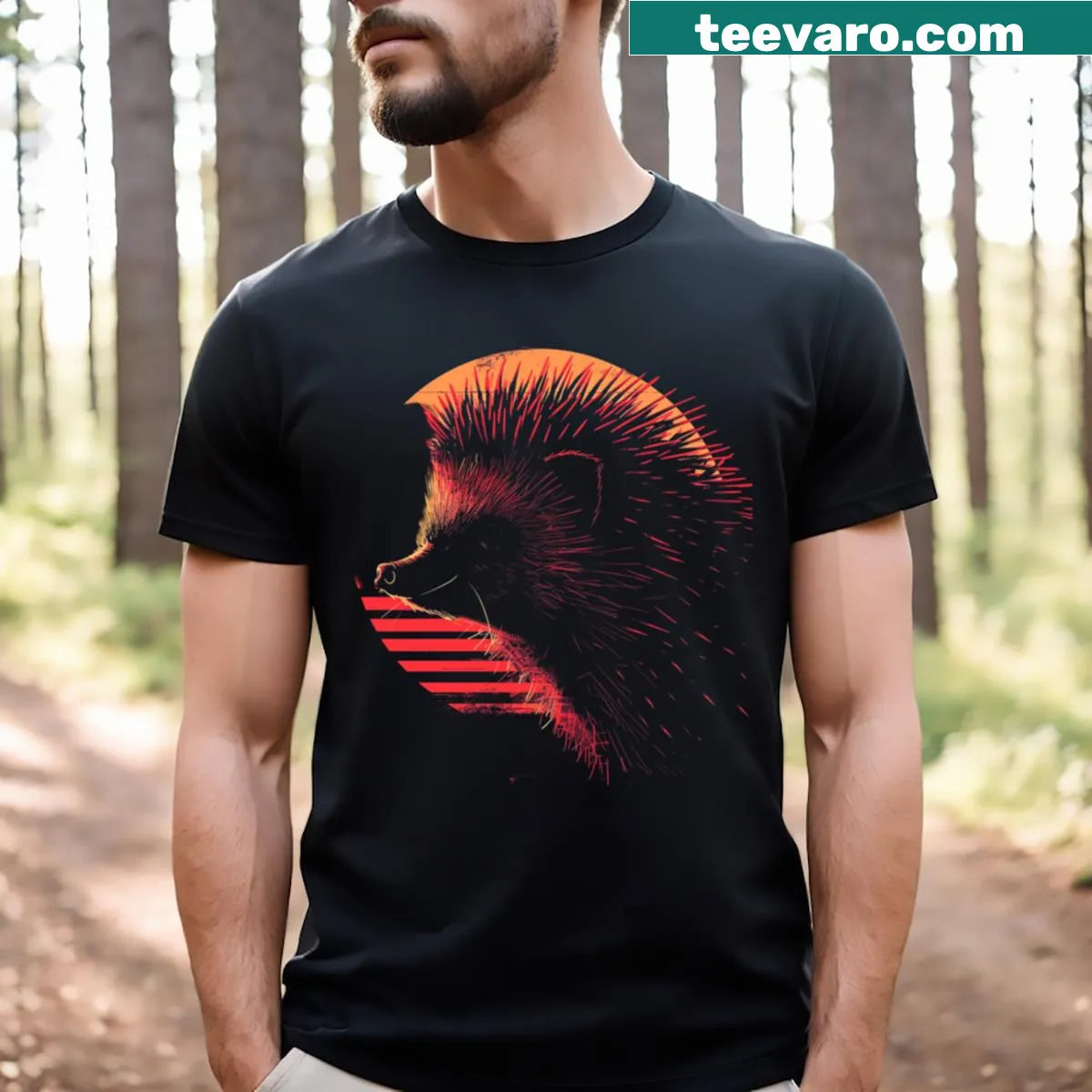 T-shirt for hedgehog lovers with 'Proud Hedgehog Parent' text — on a men's t-shirt