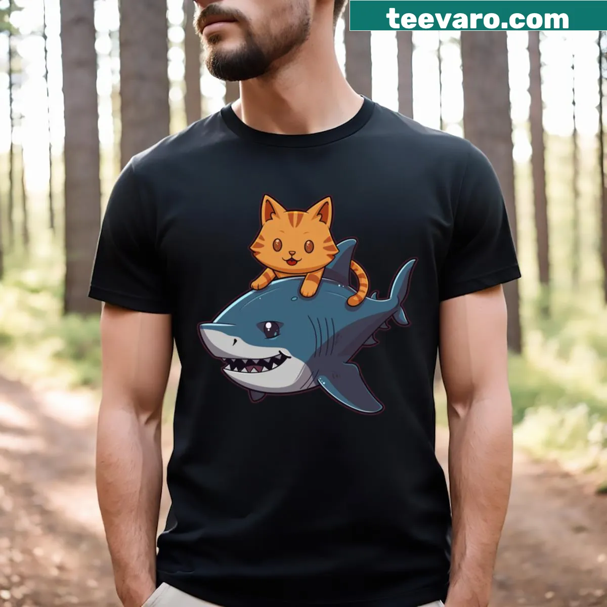 T-shirt showcasing resilient reef sharks illustration — on a men's t-shirt