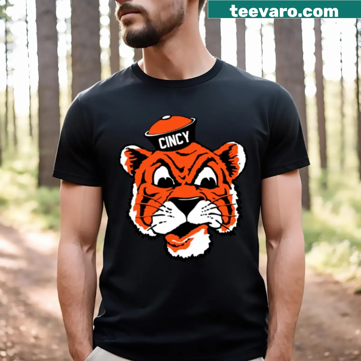 Vintage Cincinnati Bengals T-shirt with retro sailor graphics — on a men's t-shirt