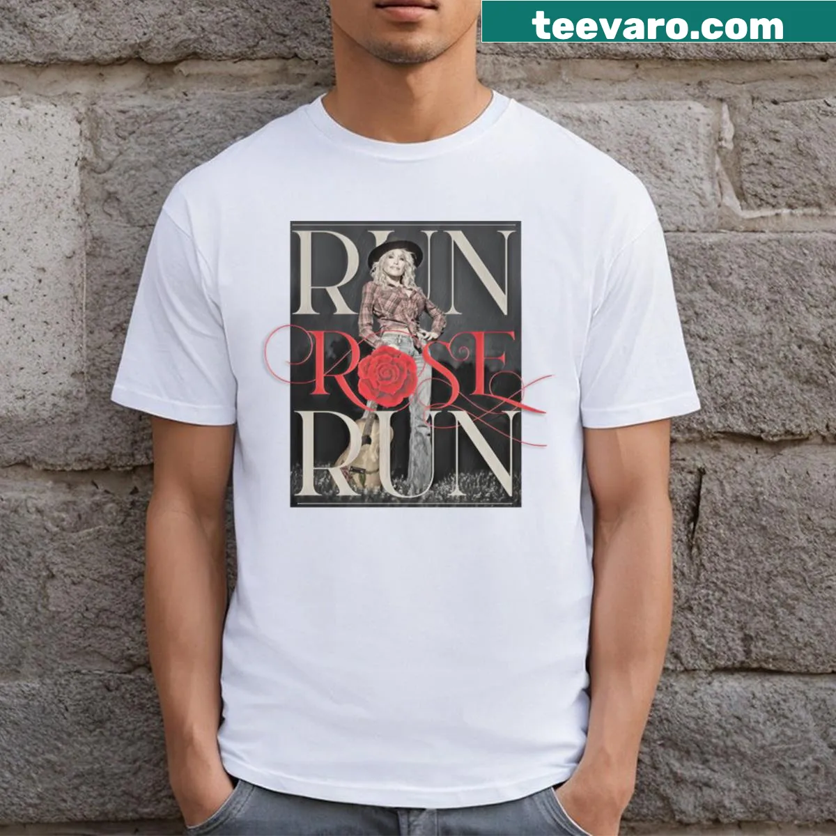 Vintage photo T-shirt featuring a beautiful rose — on a men's t-shirt