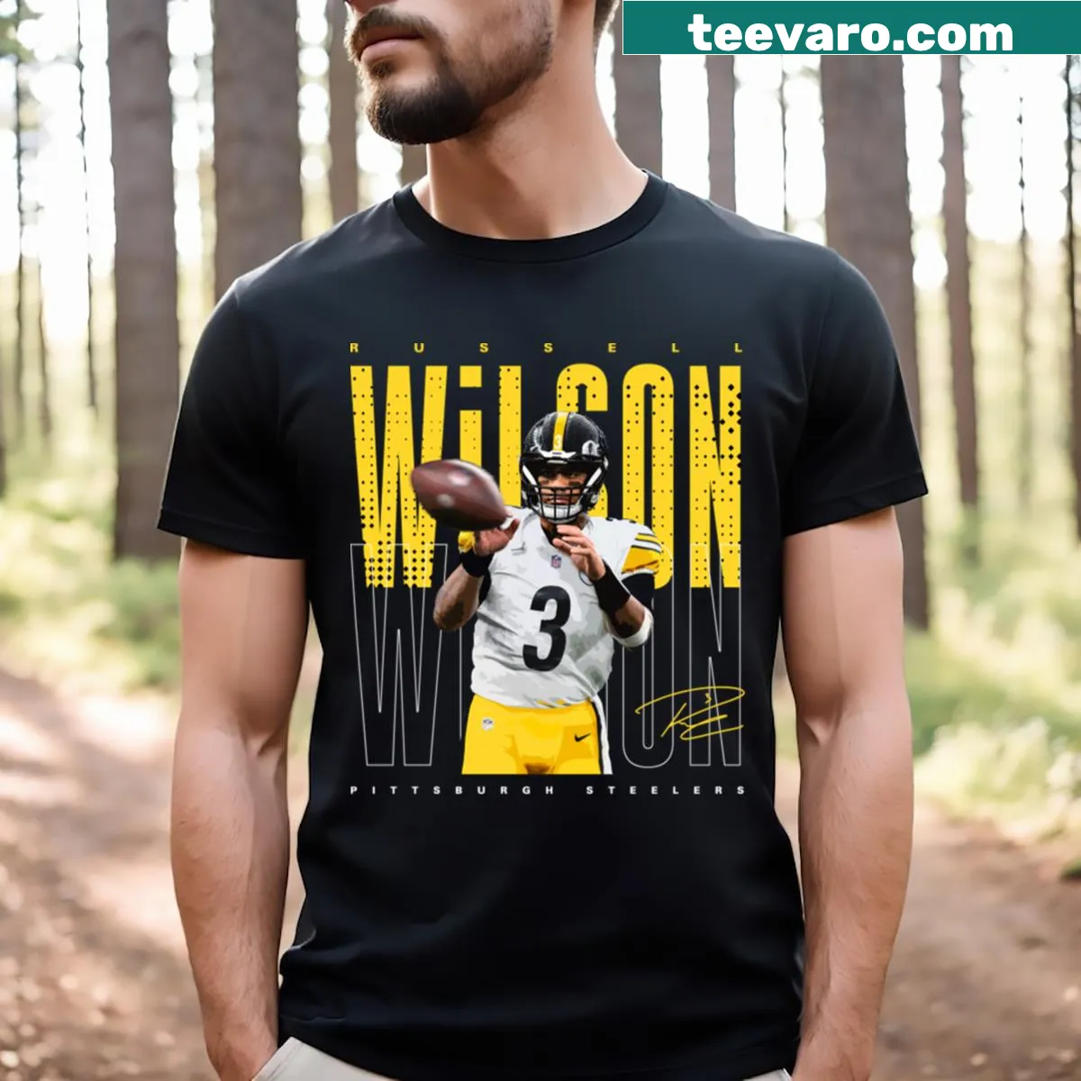 Russell Wilson Superstar t-shirt with tribute graphic. — on a men's t-shirt