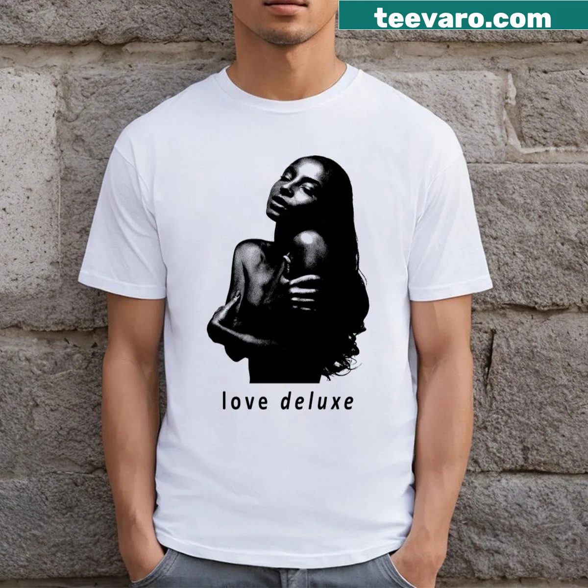Vintage pencil sketch of Sade Adu on a T-shirt — on a men's t-shirt