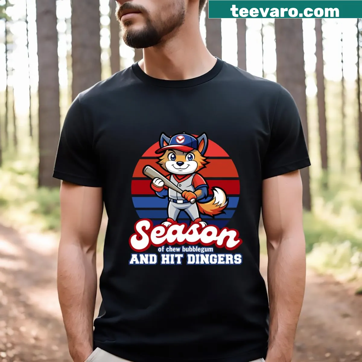 Playful T-shirt with baseball-themed design and fun phrase — on a men's t-shirt