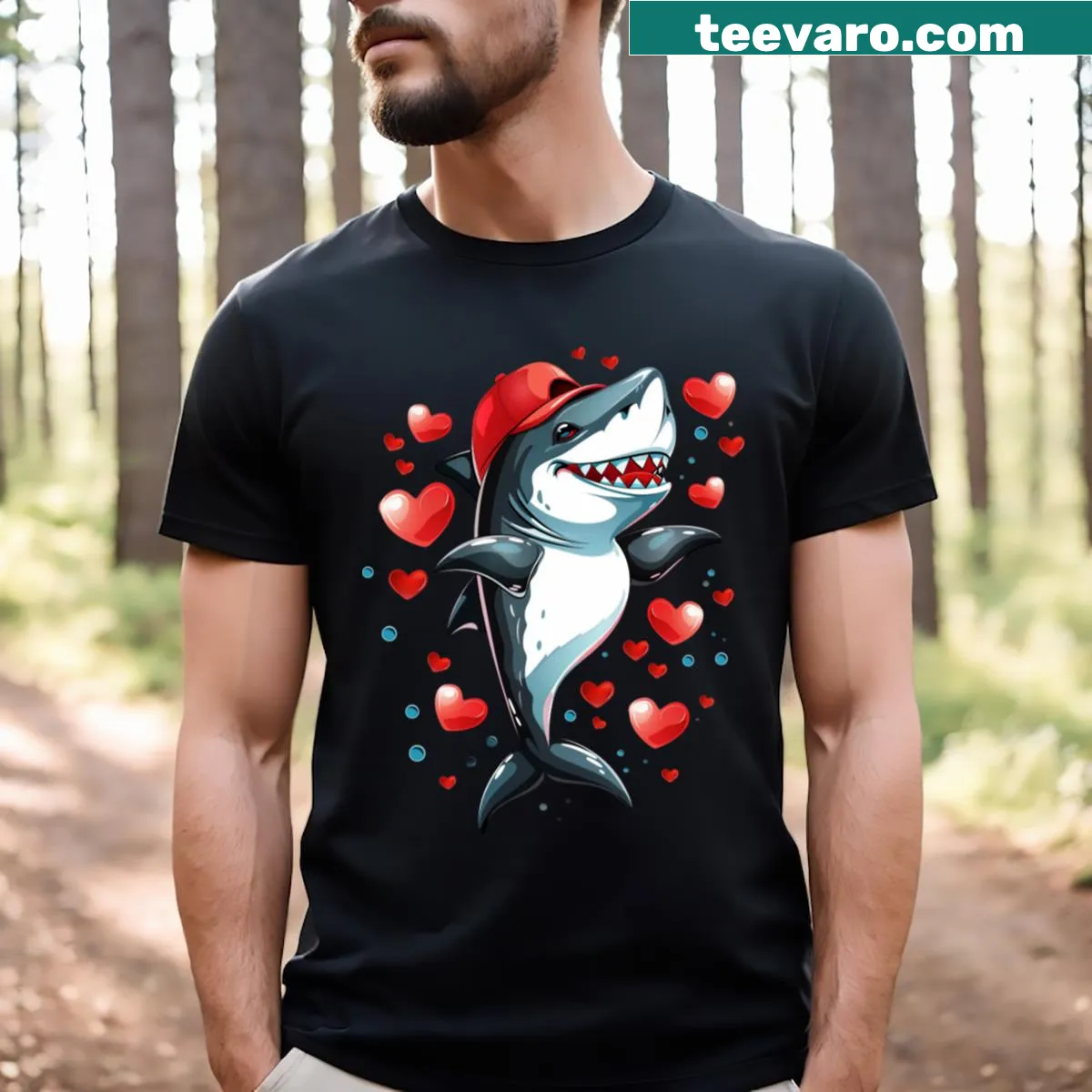 Underwater illustration of sharks swimming gracefully on a T-shirt. — on a men's t-shirt