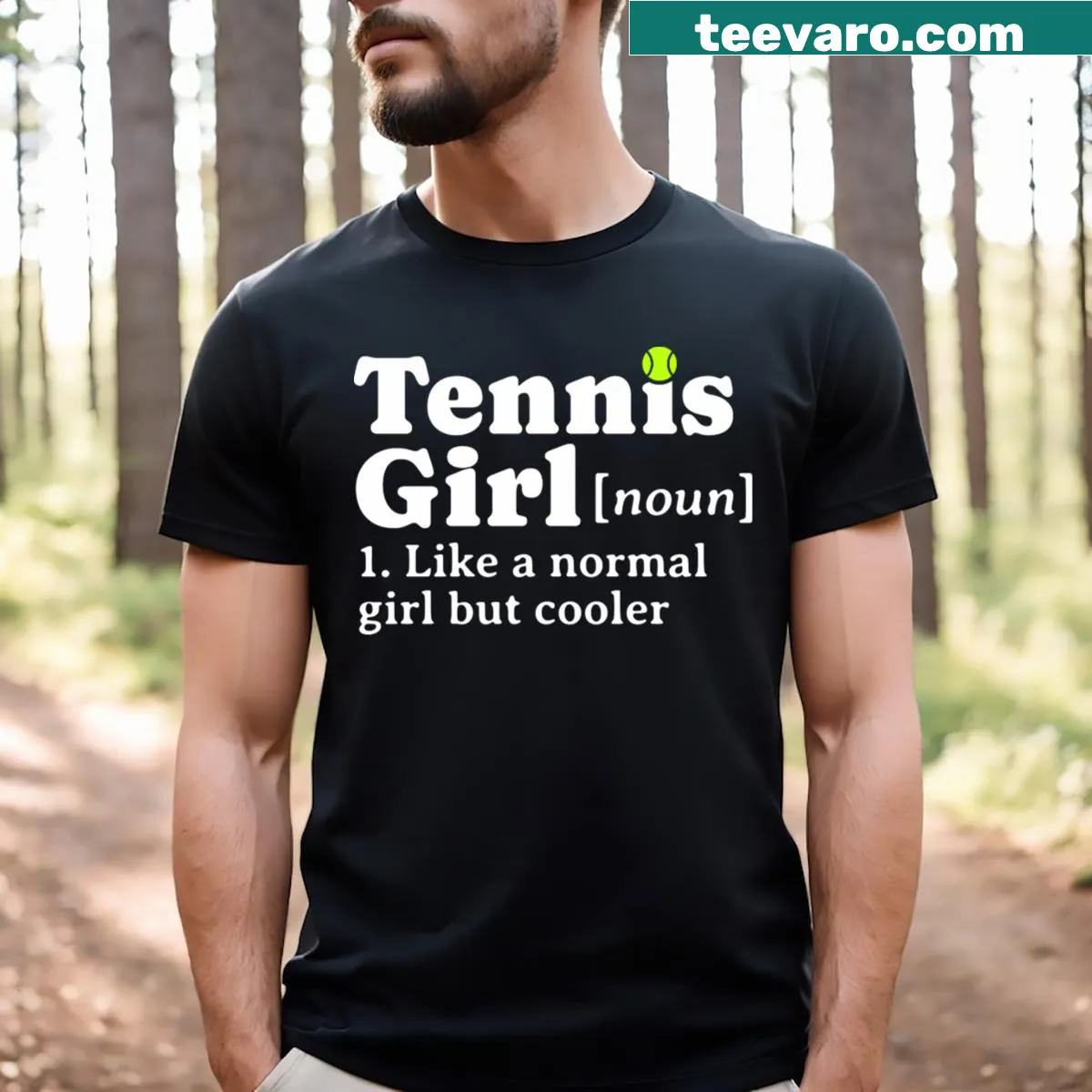 Funny tennis-themed t-shirt with playful typography about being cool. — on a men's t-shirt