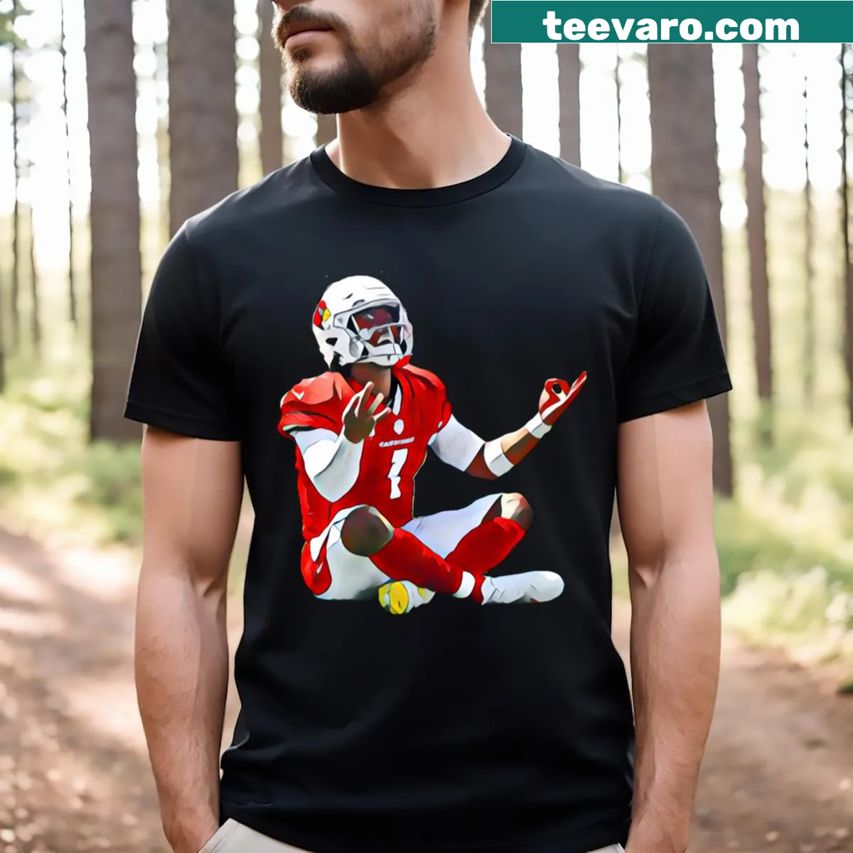 Touch Down Celebration T-shirt with bold text and celebratory graphics — on a men's t-shirt