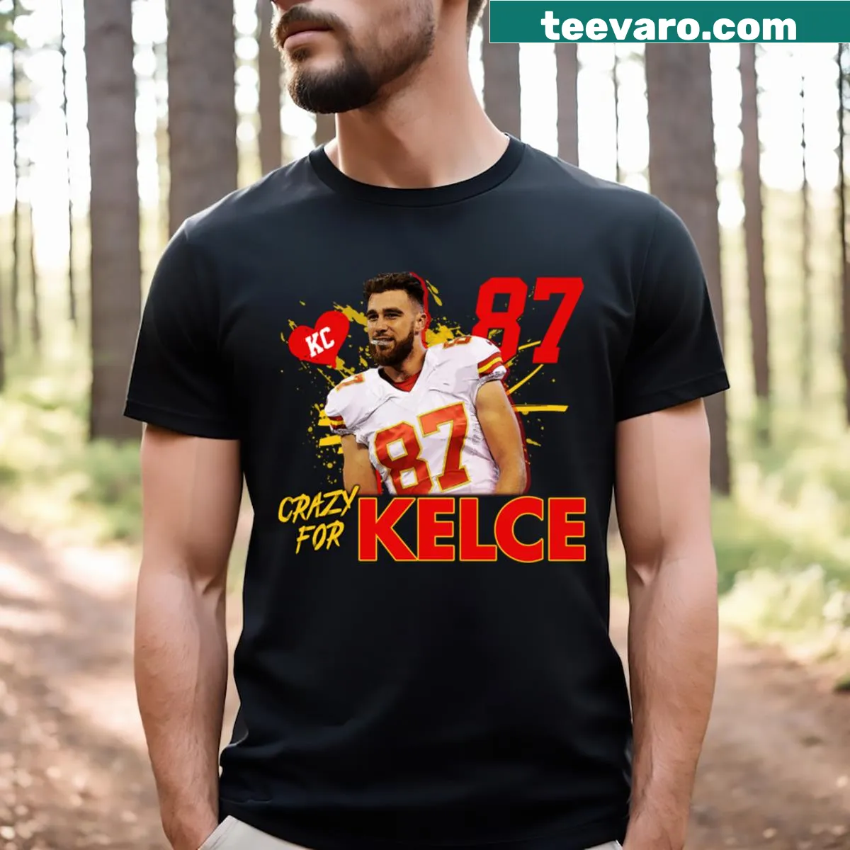 Travis Kelce t-shirt featuring a bold graphic tribute — on a men's t-shirt