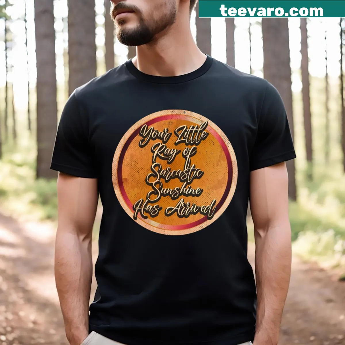 Sarcastic t-shirt with playful design and text — on a men's t-shirt