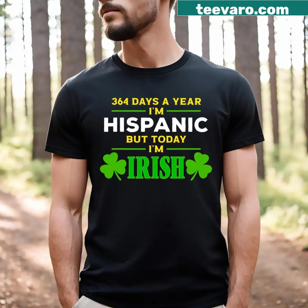Funny St. Patrick's Day T-shirt with humorous text about cultural identity — on a men's t-shirt