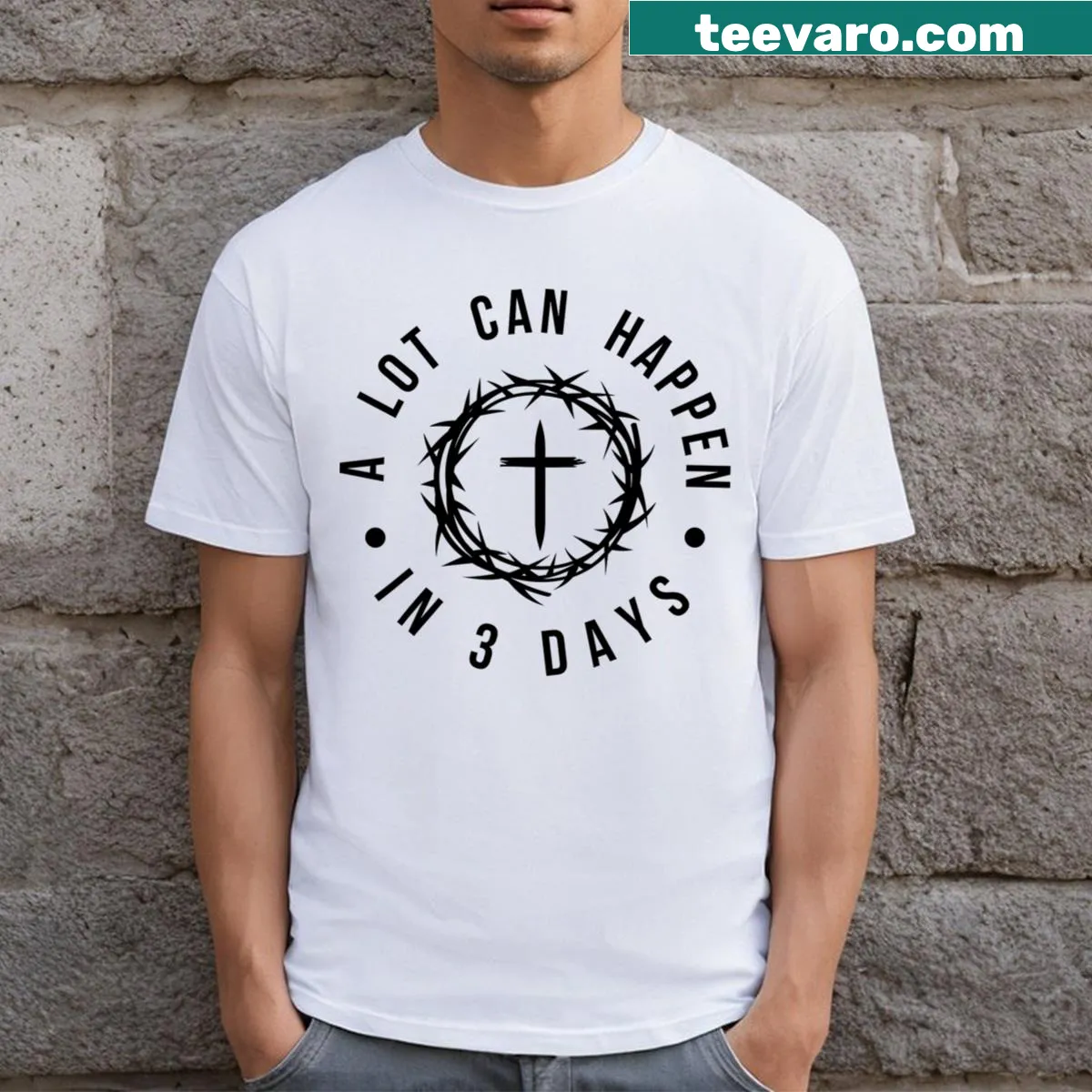 Funny Easter T-shirt with Hallelujah slogan — on a men's t-shirt