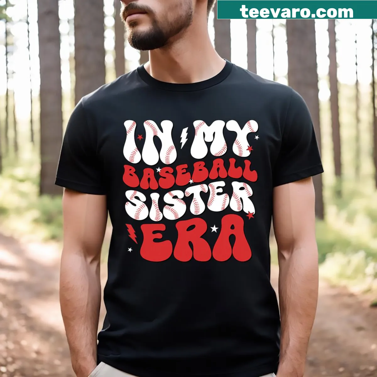 Funny typography design for baseball sister on Mother's Day t-shirt. — on a men's t-shirt