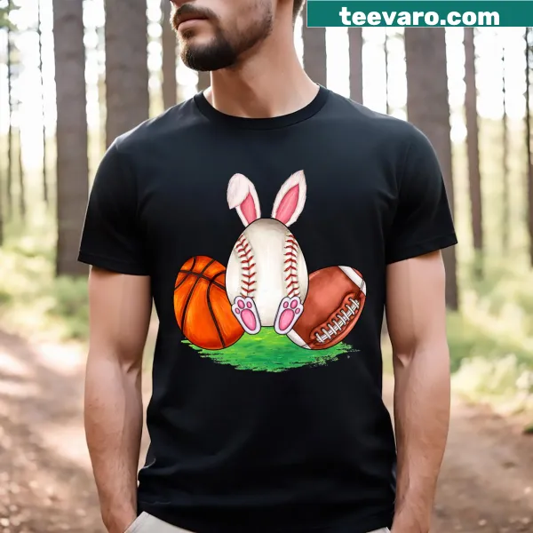 Easter t-shirt with sports and bunny graphics