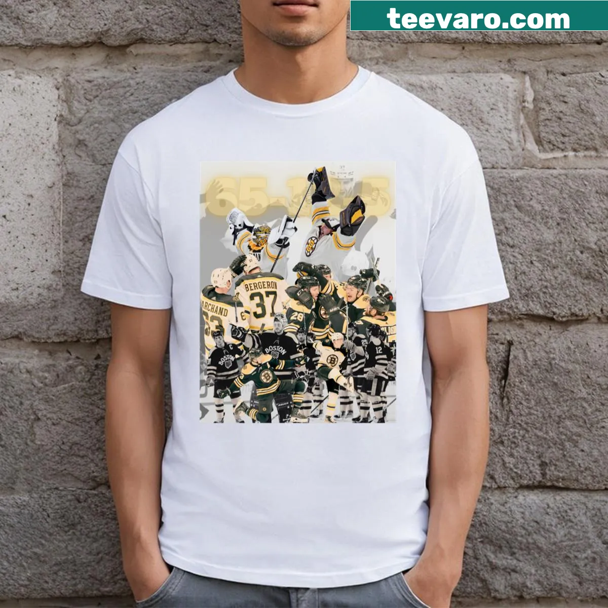 Boston Bruins record-breaking season graphic t-shirt — on a men's t-shirt