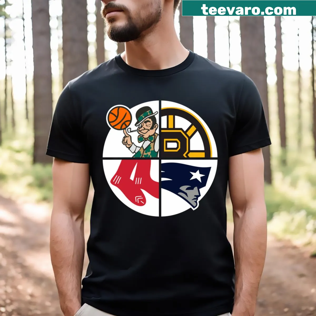 T-shirt featuring 'Boston Sports' graphic for sports enthusiasts — on a men's t-shirt