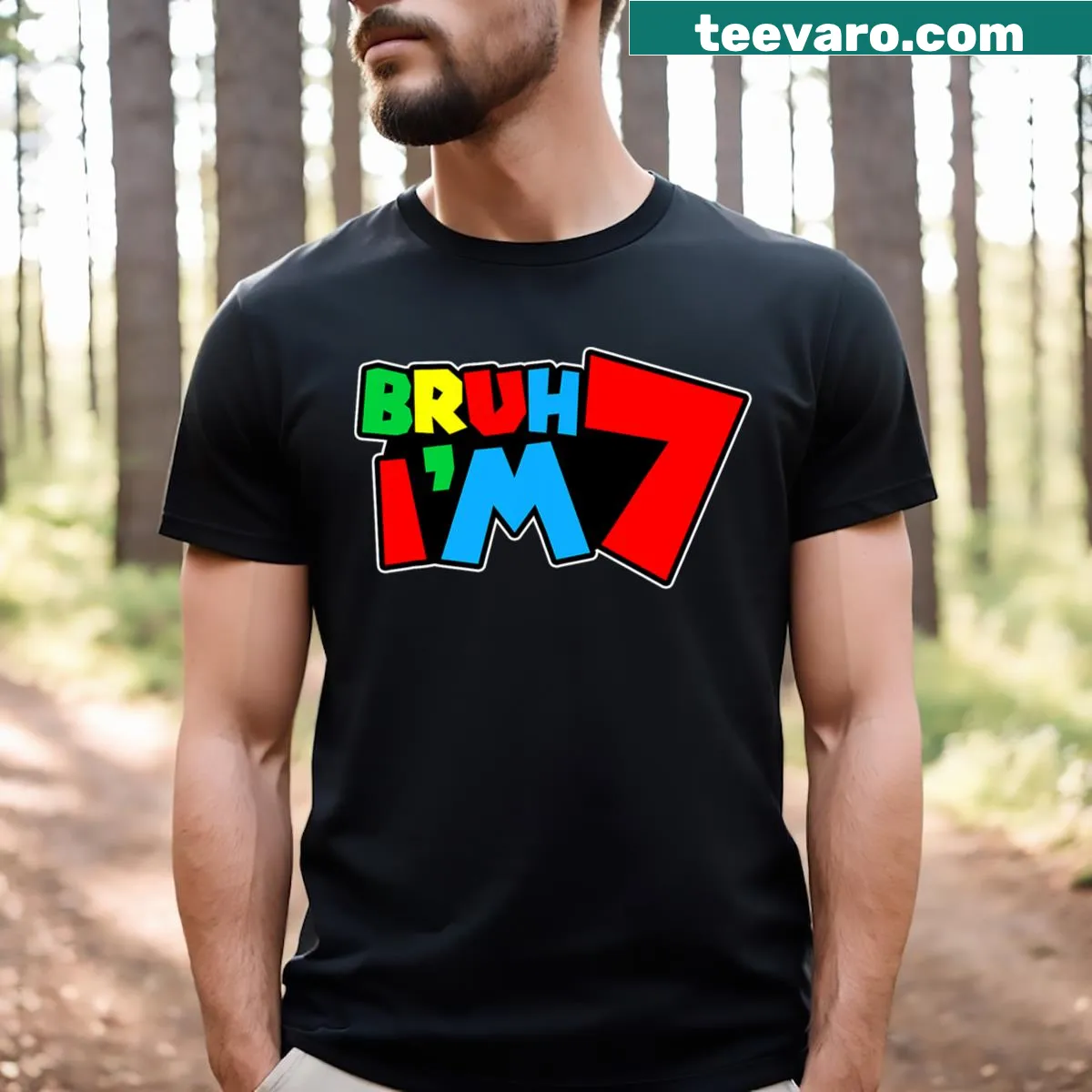 Funny gamer-themed birthday graphic on 7-year-old's t-shirt. — on a men's t-shirt