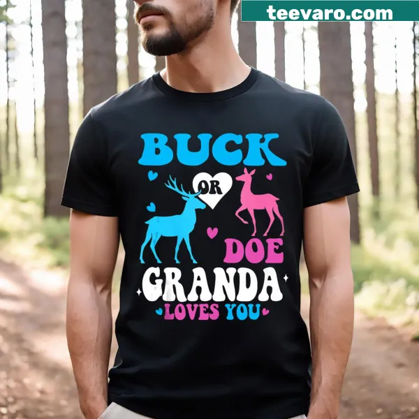 Sentimental gender reveal T-shirt with 'Buck Or Doe' message