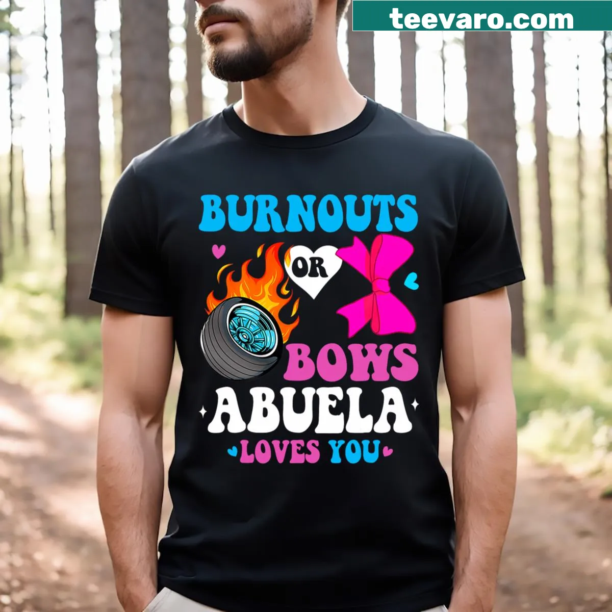 Gender reveal T-shirt with humorous text about Abuela's love — on a men's t-shirt