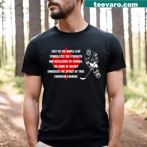 Hockey-themed t-shirt with Canadian quotes and pride