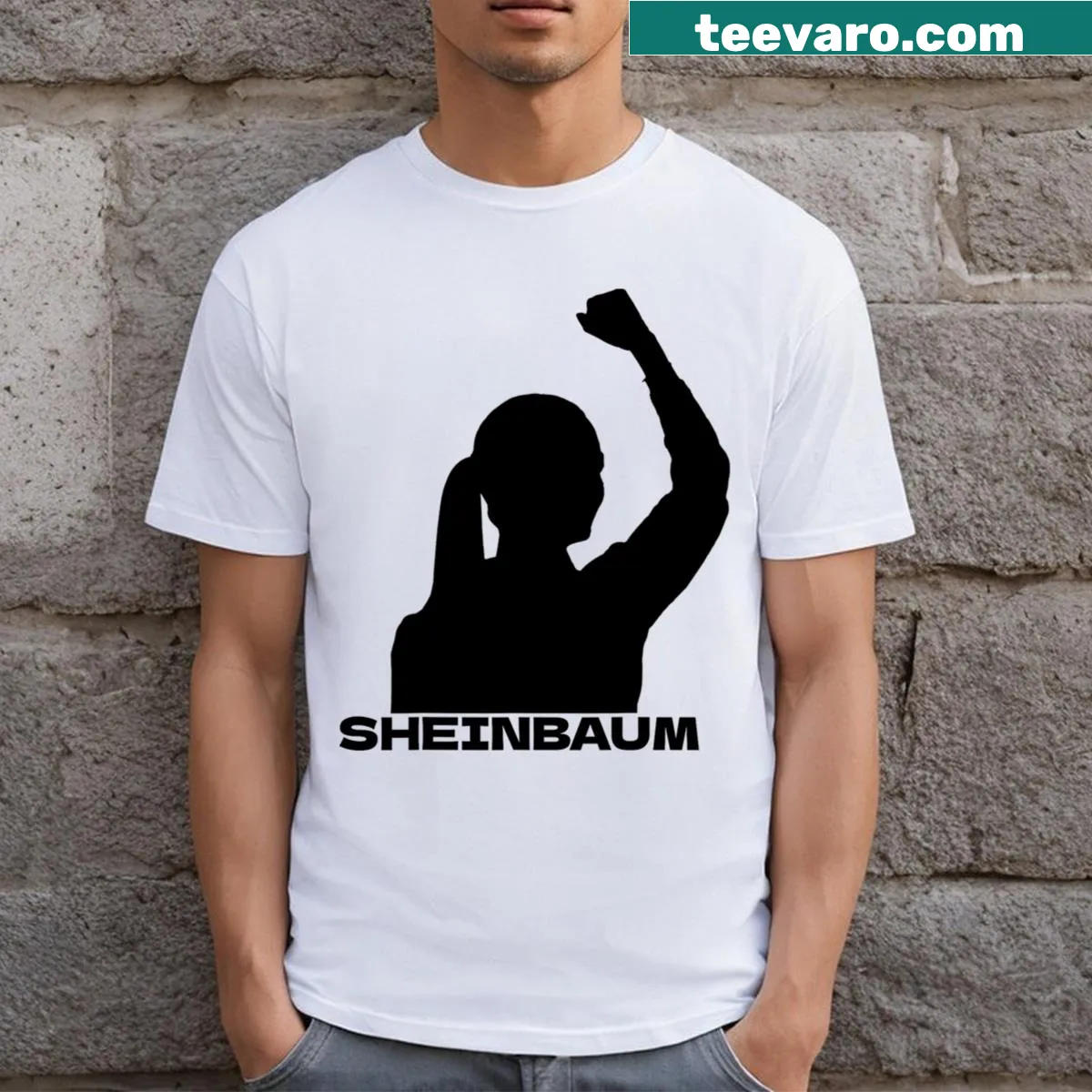 Silhouette graphic T-shirt featuring Claudia Sheinbaum — on a men's t-shirt