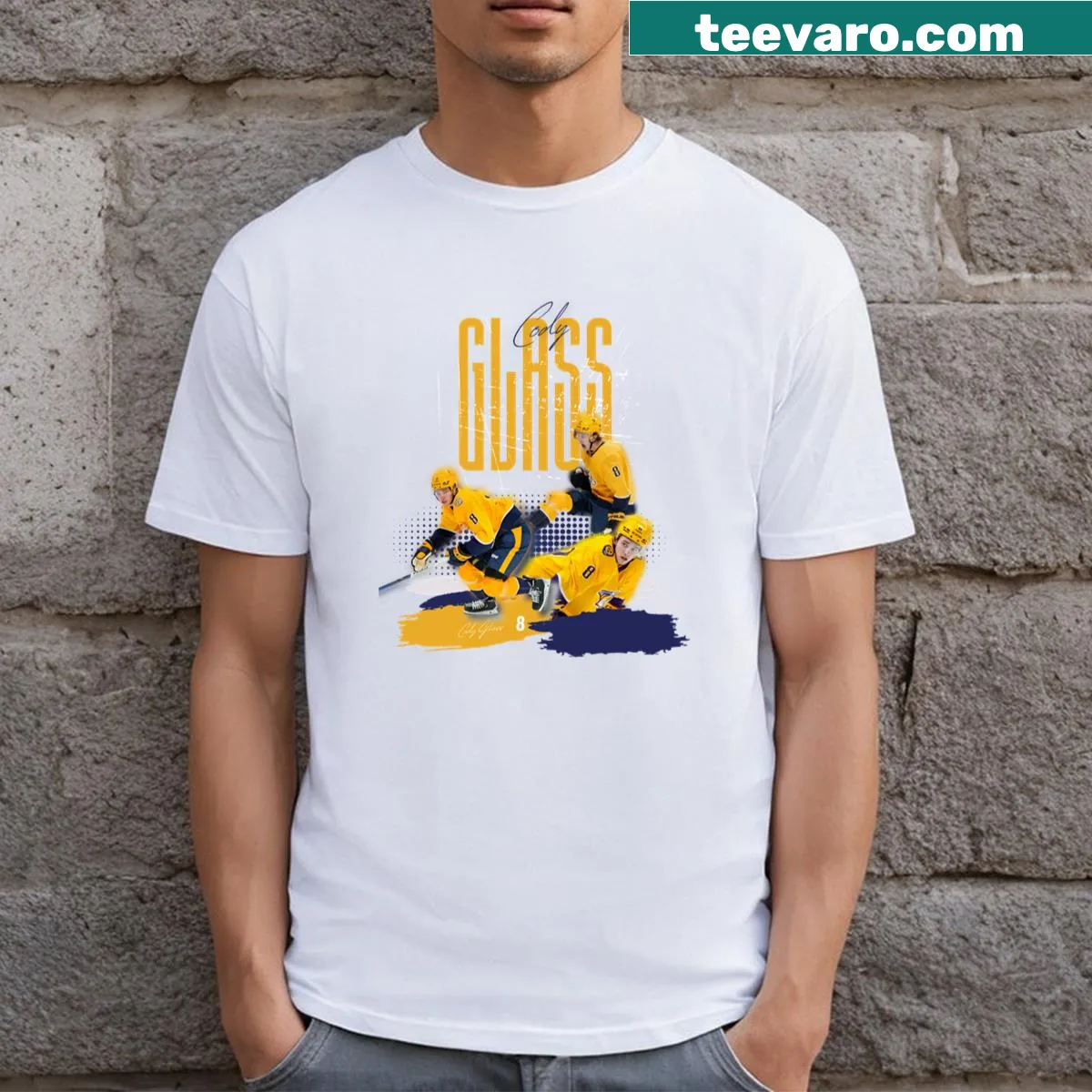 Collage design t-shirt featuring Cody Glass illustrations — on a men's t-shirt