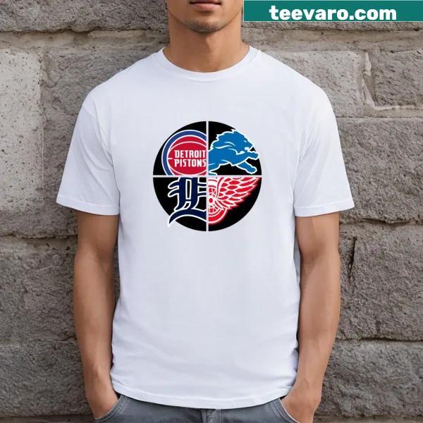 Bold Detroit sports quad t-shirt with team emblem design