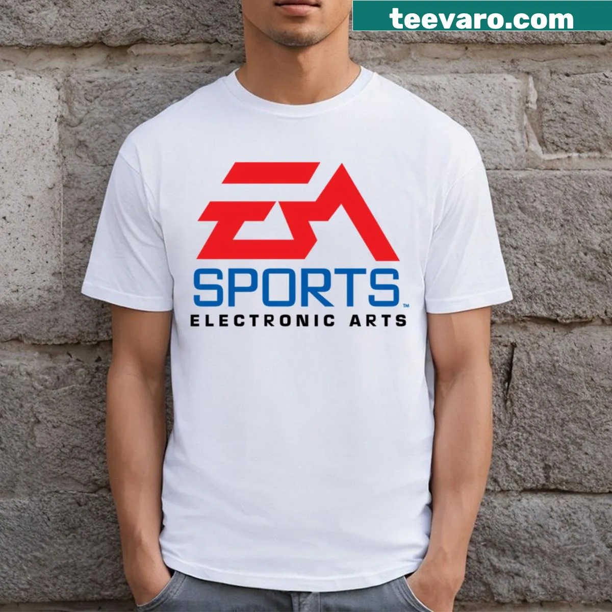 T-shirt featuring the iconic EA Sports logo — on a men's t-shirt