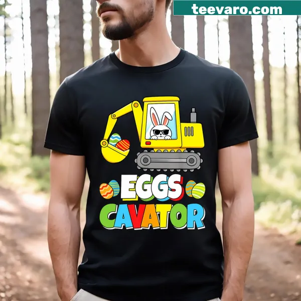 Funny Eggs Cavator T-shirt for kids with bunny excavator graphic