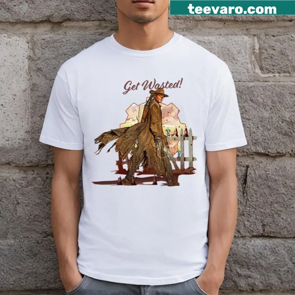 Funny Fallout-themed T-shirt with 'Get Wasted!' text
