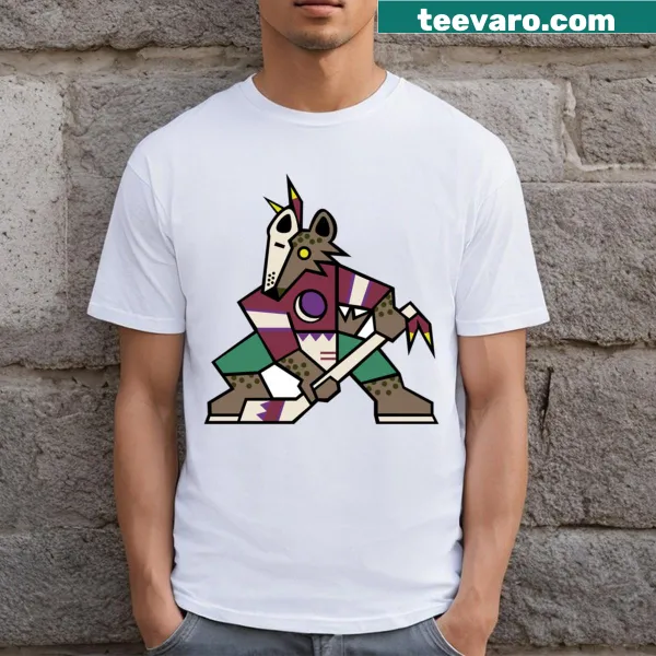 Illustration of gnolls playing hockey in a fantasy setting on a T-shirt