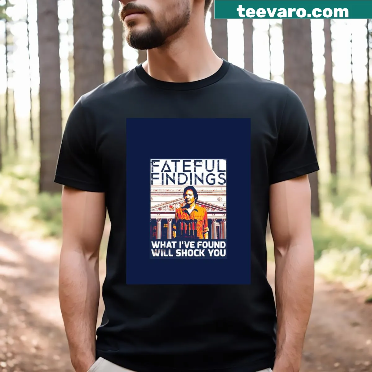 Mystical design featuring symbolic graphics for the Fateful Findings t-shirt. — on a men's t-shirt