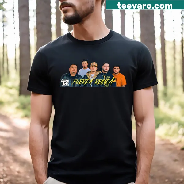 Fuerza Regida T-shirt featuring playful typography and whimsical designs