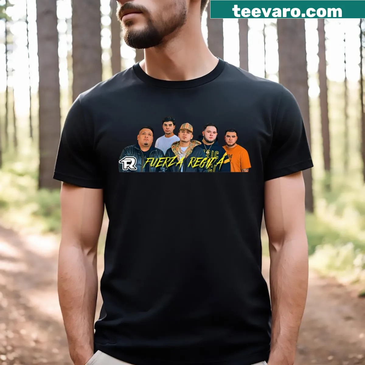 Fuerza Regida T-shirt featuring playful typography and whimsical designs — on a men's t-shirt
